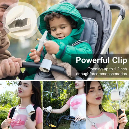 Mini Rechargeable Clip-On Fan, 360 Degree Rotation, Adjustable Speed, Ideal for Office and Strollers
