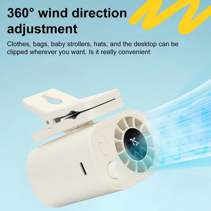 Mini Rechargeable Clip-On Fan, 360 Degree Rotation, Adjustable Speed, Ideal for Office and Strollers