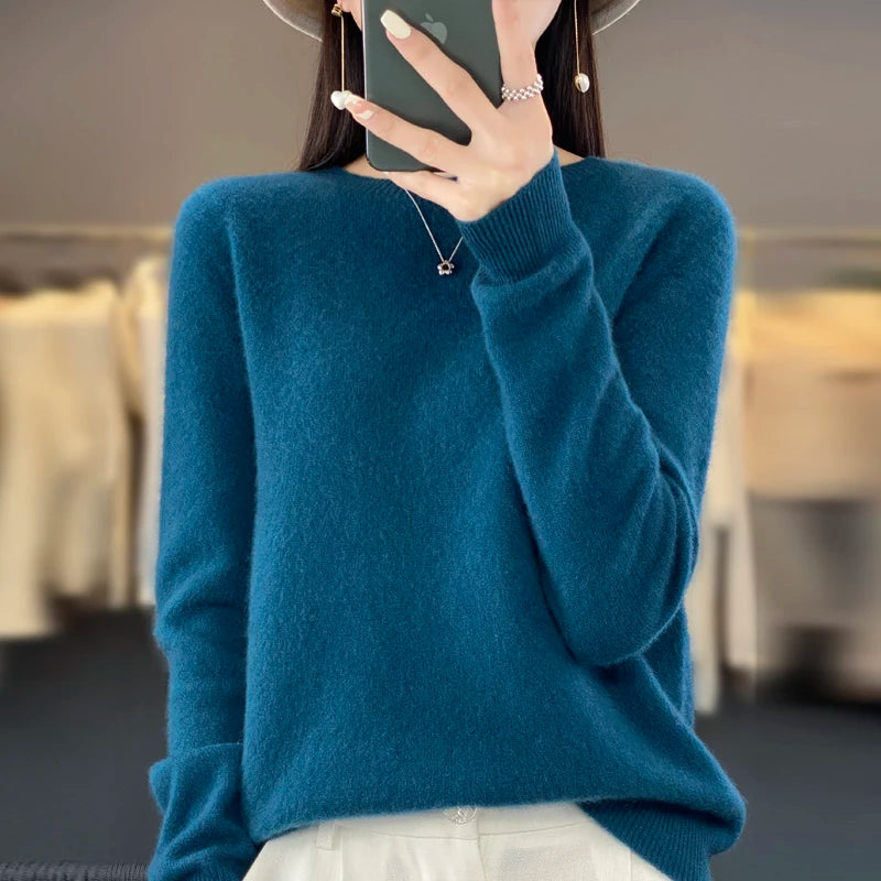 Mira Merino Sweater | 100% Pure Wool, O-Neck Design
