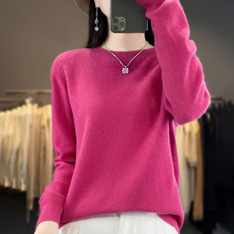 Mira Merino Sweater | 100% Pure Wool, O-Neck Design