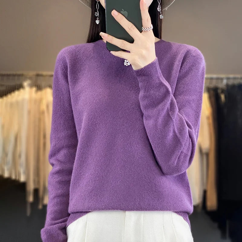Mira Merino Sweater | 100% Pure Wool, O-Neck Design