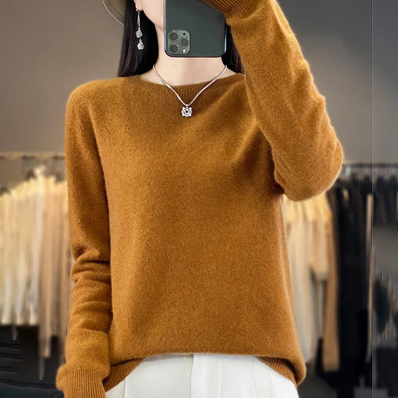 Mira Merino Sweater | 100% Pure Wool, O-Neck Design