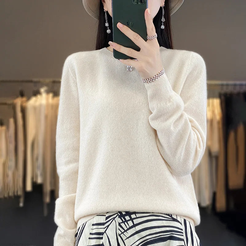 Mira Merino Sweater | 100% Pure Wool, O-Neck Design