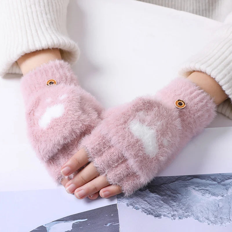Mitaines Douces sans Doigts en Minky avec Rabat – Accessoire Hiver Pratique et Chic pour Femmes, Tactile et Confortable 11