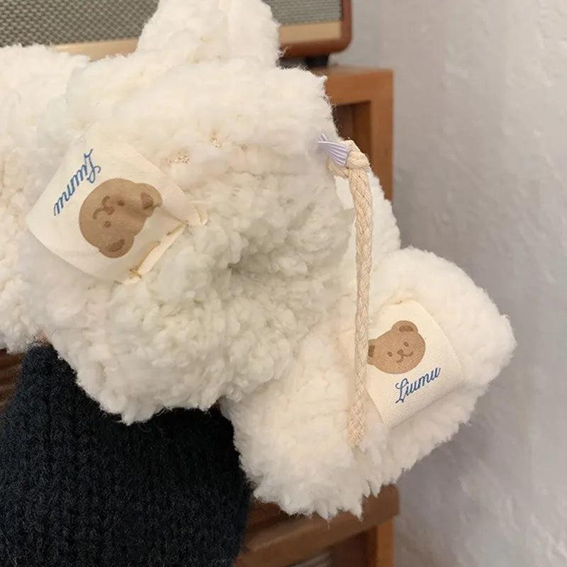 Mitaines en Peluche Sherpa Femme – Confort et Chaleur en Hiver, Taille Unique, Moufle Décontractée avec Cordon de Serrage 1