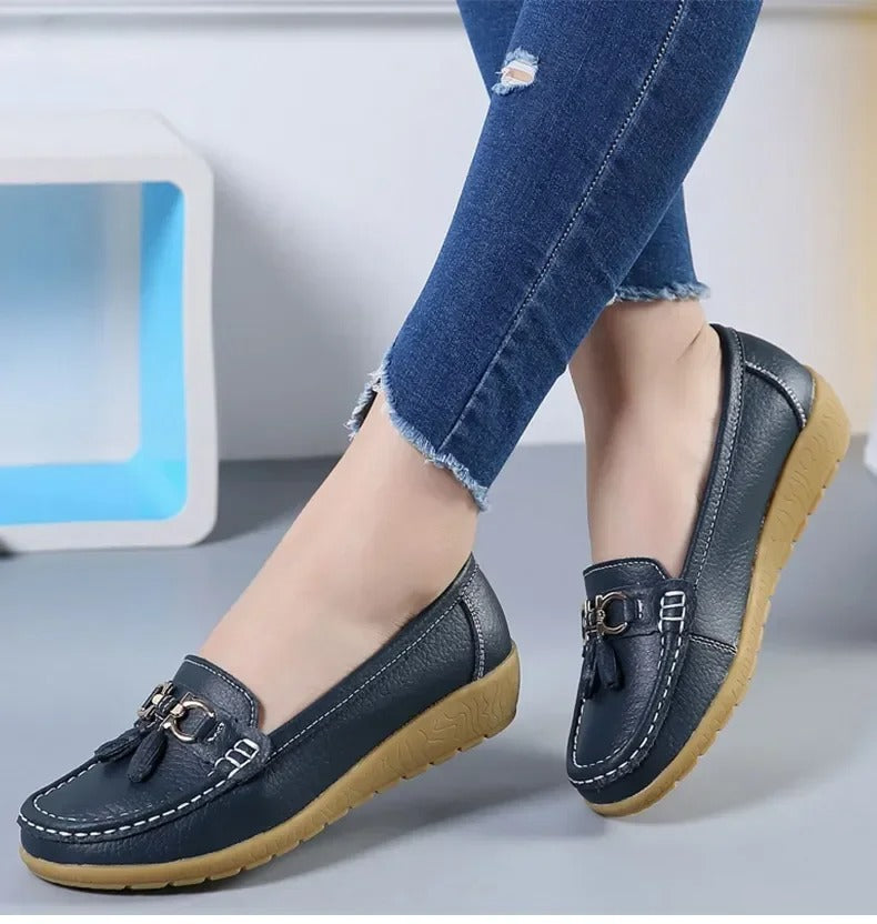 Women's Orthopedic Loafers in Breathable PU Leather – Elegant and Comfortable Black Women's Loafers