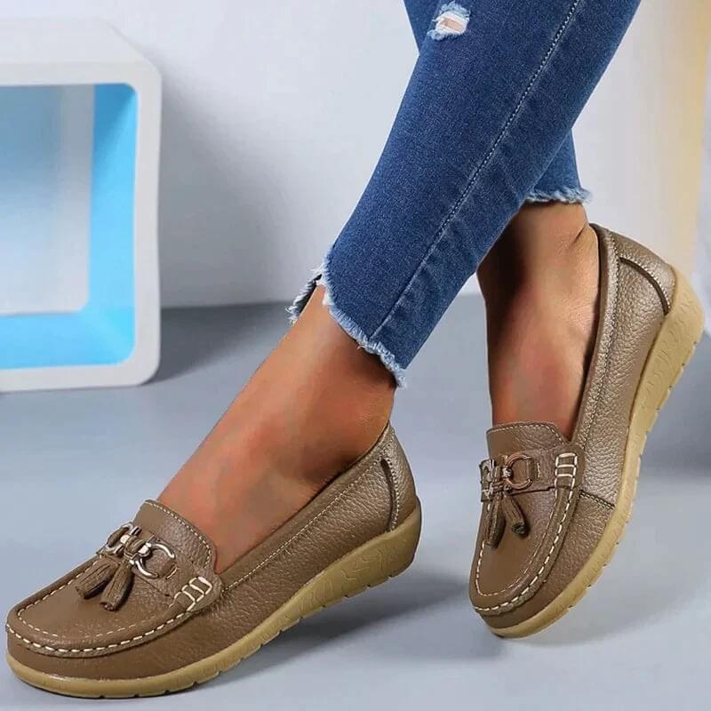 Women's Orthopedic Loafers in Breathable PU Leather – Elegant and Comfortable Black Women's Loafers