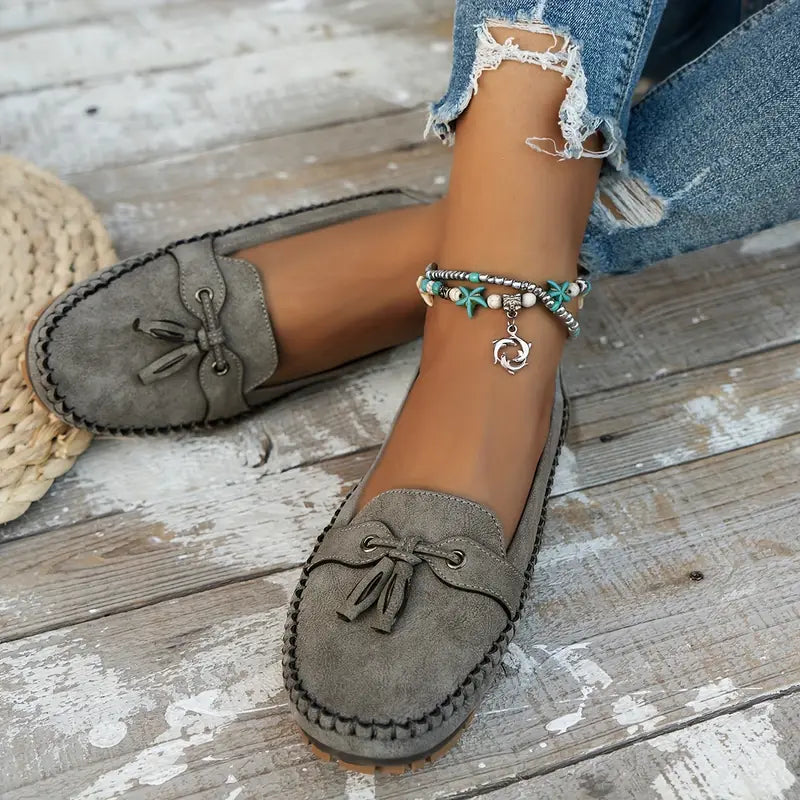 Mocassins Vintage Femme Orthopédiques Noir avec Semelle Rembourrée – Confort Quotidien et Style Élégant