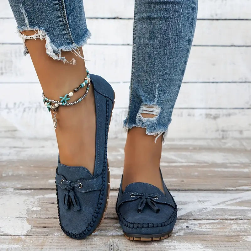 Mocassins Vintage Femme Orthopédiques Noir avec Semelle Rembourrée – Confort Quotidien et Style Élégant