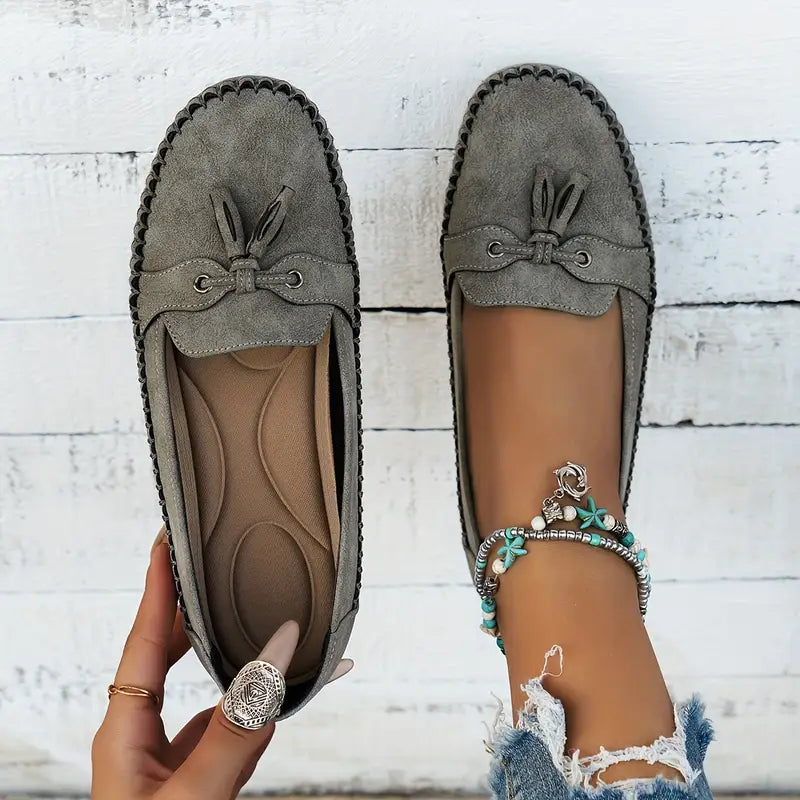 Mocassins Vintage Femme Orthopédiques Noir avec Semelle Rembourrée – Confort Quotidien et Style Élégant