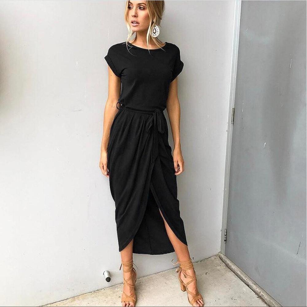 Robe Femme Décontractée à Manches Courtes Élégante en Tissu Doux – Idéale pour Printemps et Été