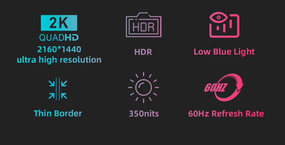 Portable Monitor 14 Inches 2K HDR 60Hz - Lightweight and Practical for Travel