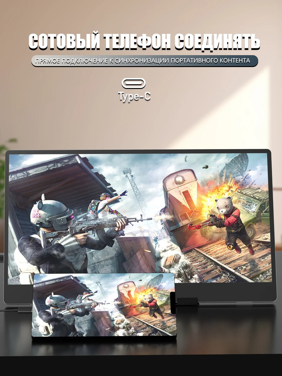 Moniteur portable 14 pouces avec angle de vision de 178° et haut-parleur intégré – Idéal pour le travail et le divertissement