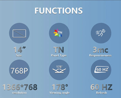 Moniteur portable 14 pouces avec angle de vision de 178° et haut-parleur intégré – Idéal pour le travail et le divertissement