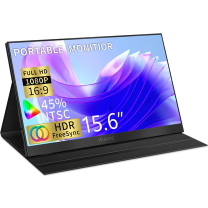 Portable Monitor 15.6 Inches Full HD 1080p with USB-C, HDMI and Built-in Speakers – Lightweight and Foldable