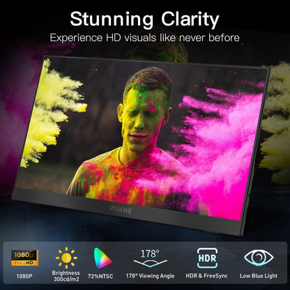 Portable Monitor 15.6 Inches Full HD 1080p with USB-C, HDMI and Built-in Speakers – Lightweight and Foldable