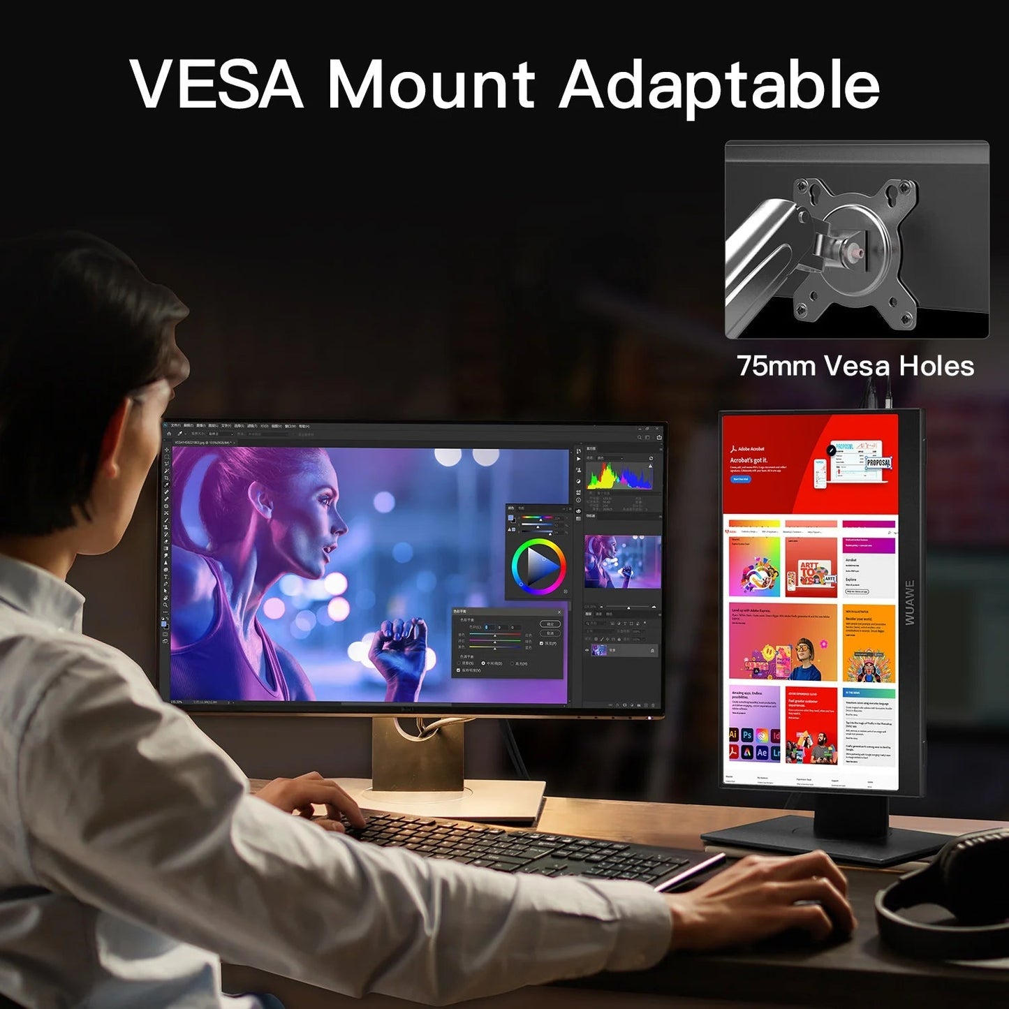 Portable Monitor 15.6 Inches Full HD 1080p with USB-C, HDMI and Built-in Speakers – Lightweight and Foldable
