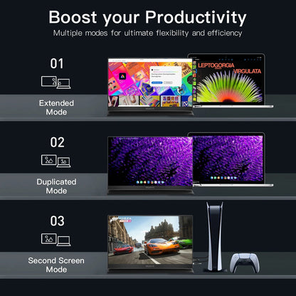 Portable Monitor 15.6 Inches Full HD 1080p with USB-C, HDMI and Built-in Speakers – Lightweight and Foldable