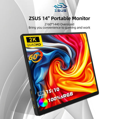 Portable 2K 14 Inch Monitor with Touch Screen and HDR – 60 Hz