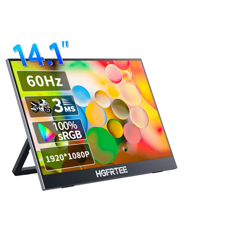 Portable IPS Monitor 14.1 Inches 1080P with Built-in Stand and Speakers for Gaming and Productivity