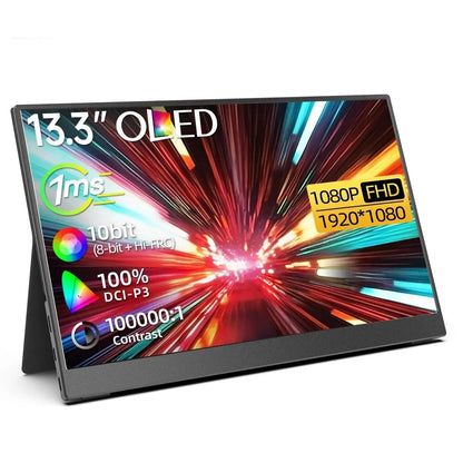 Portable OLED Monitor 13.3 Inches FHD with 1ms Response Time and 100% DCI-P3 Coverage