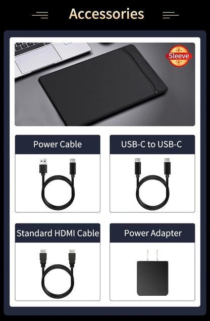 Portable OLED Monitor 13.3'' 1920 x 1080 with Metal Frame and Built-in Speakers – High Resolution, 1 ms Response Time