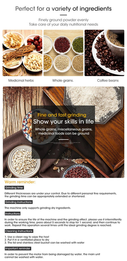 Moulin à café électrique en acier inoxydable 300 ml – Mouture ultra fine pour grains et petites graines