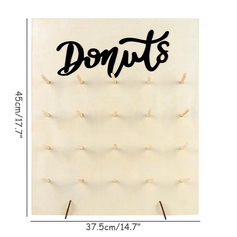 Mur à Donuts en Bois Rustique pour Mariage et Fête – Support Décoratif Écologique et Pratique pour Événements