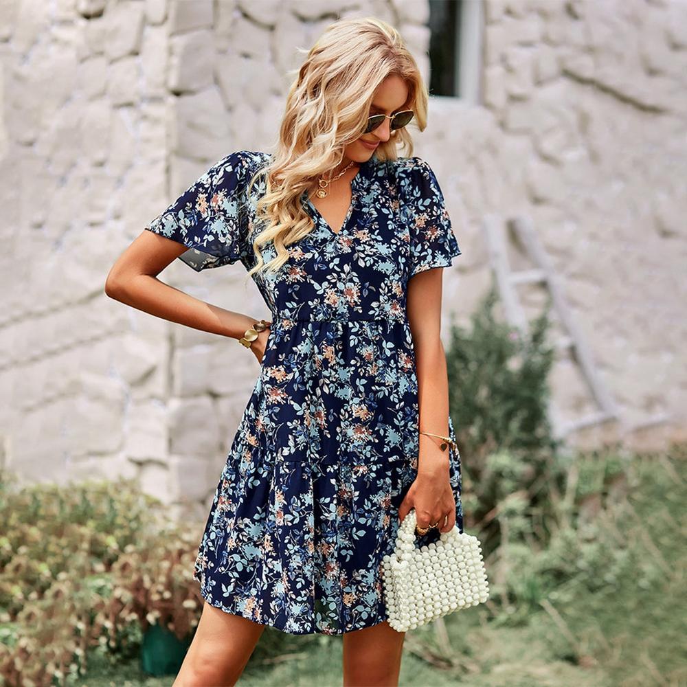 Robe Femme Mini Fleurie Romantique en Coton – Élégante, Légère et Confortable pour l'Été