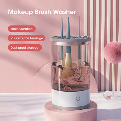 Nettoyeur automatique de pinceaux de maquillage avec stérilisation UV – Appareil électrique portable, 7000 RPM, compact et léger
