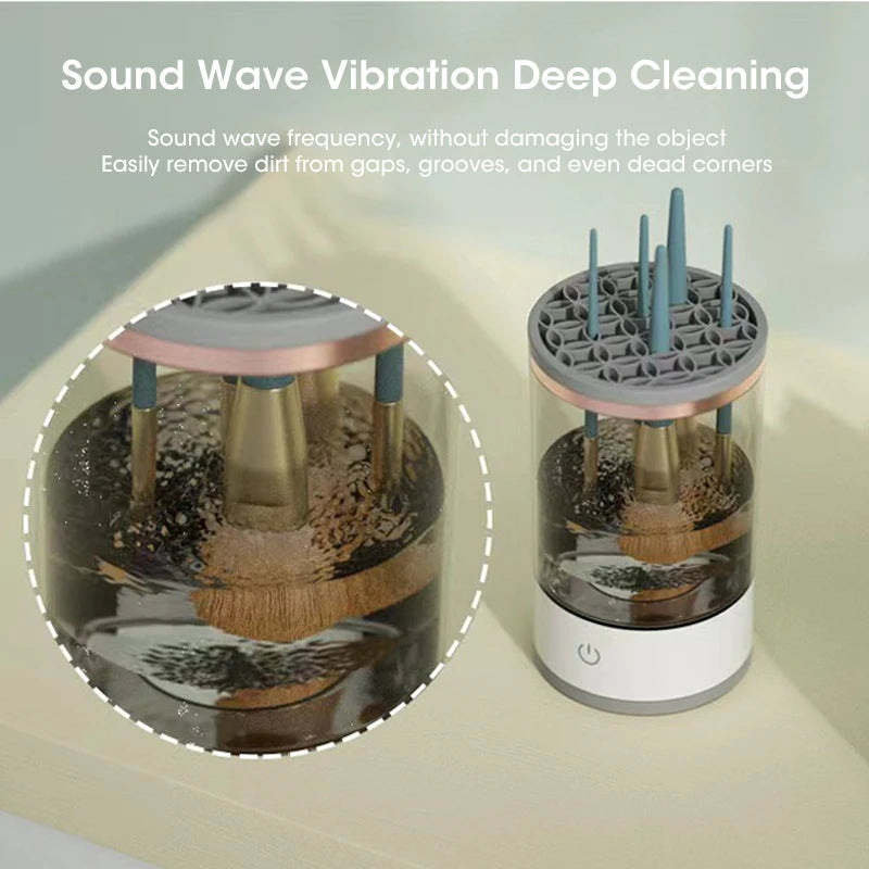 Nettoyeur automatique de pinceaux de maquillage avec stérilisation UV – Appareil électrique portable, 7000 RPM, compact et léger