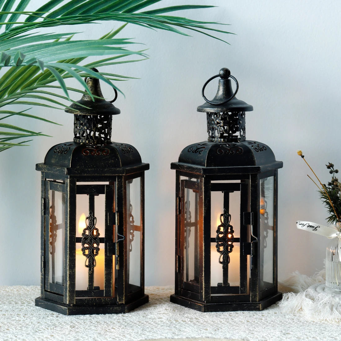 Noble Candle Lantern | Metal and Glass Outdoor Candle Holder