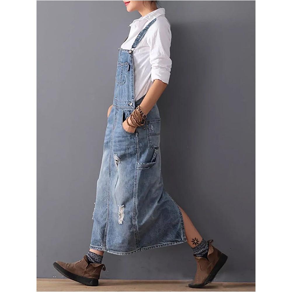 Robe Longue Femme en Denim Élégante – Confort et Style pour l'Hiver, Disponible en S, M, L, XL