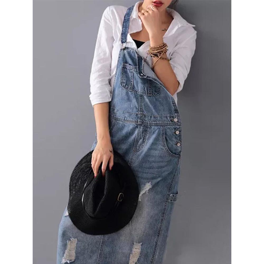 Robe Longue Femme en Denim Élégante – Confort et Style pour l'Hiver, Disponible en S, M, L, XL