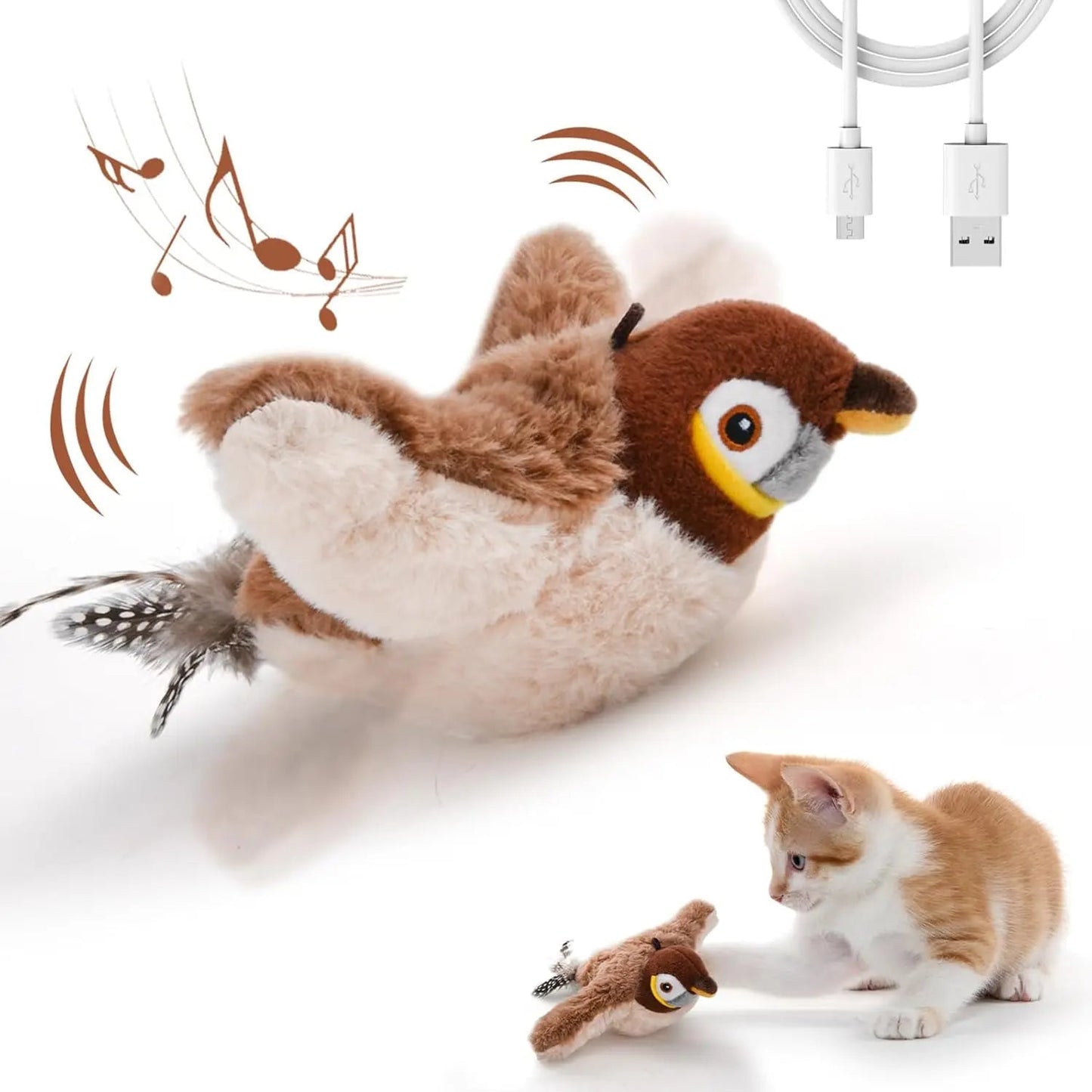 Rechargeable Chirping Bird for Cats – Interactive Toy with Catnip