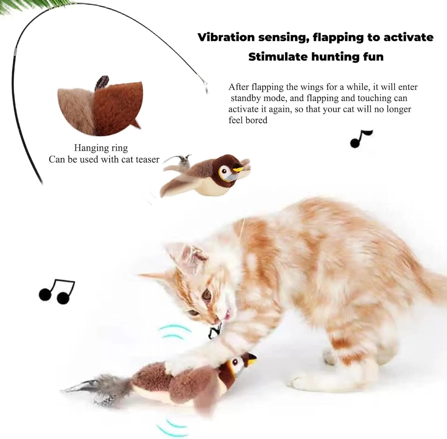 Rechargeable Chirping Bird for Cats – Interactive Toy with Catnip