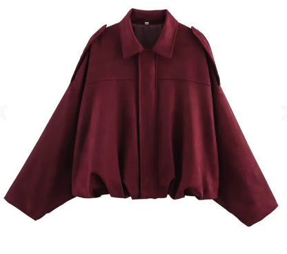 Ola Womens Jacket | Velvet, Boxy Fit, Turn-Down Collar