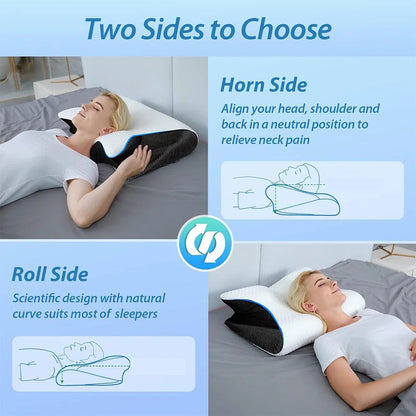 Oreiller cervical ergonomique en mousse à mémoire de forme – Support orthopédique pour l'alignement du cou et un sommeil réparateur