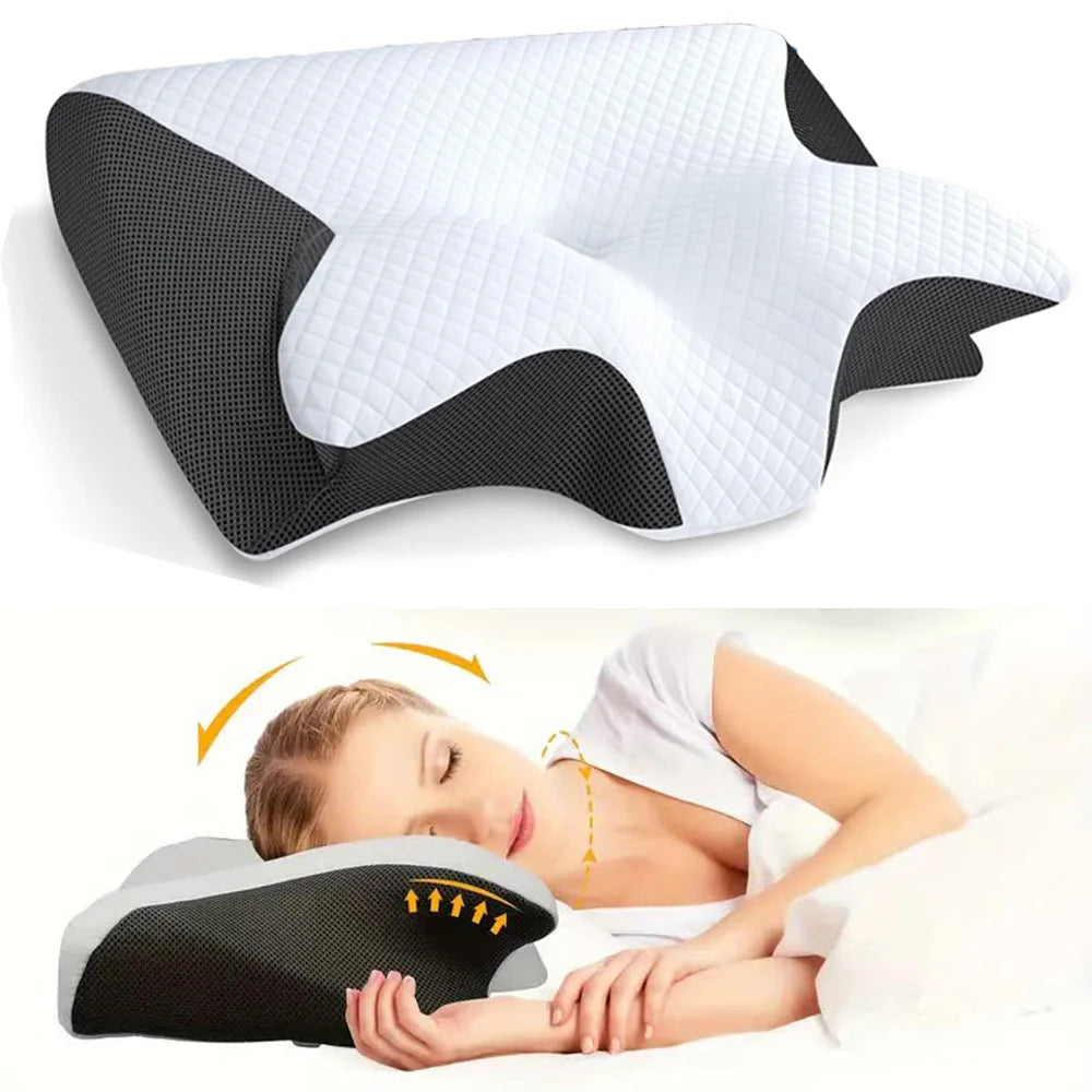 Oreiller cervical ergonomique en mousse à mémoire de forme – Support orthopédique pour l'alignement du cou et un sommeil réparateur