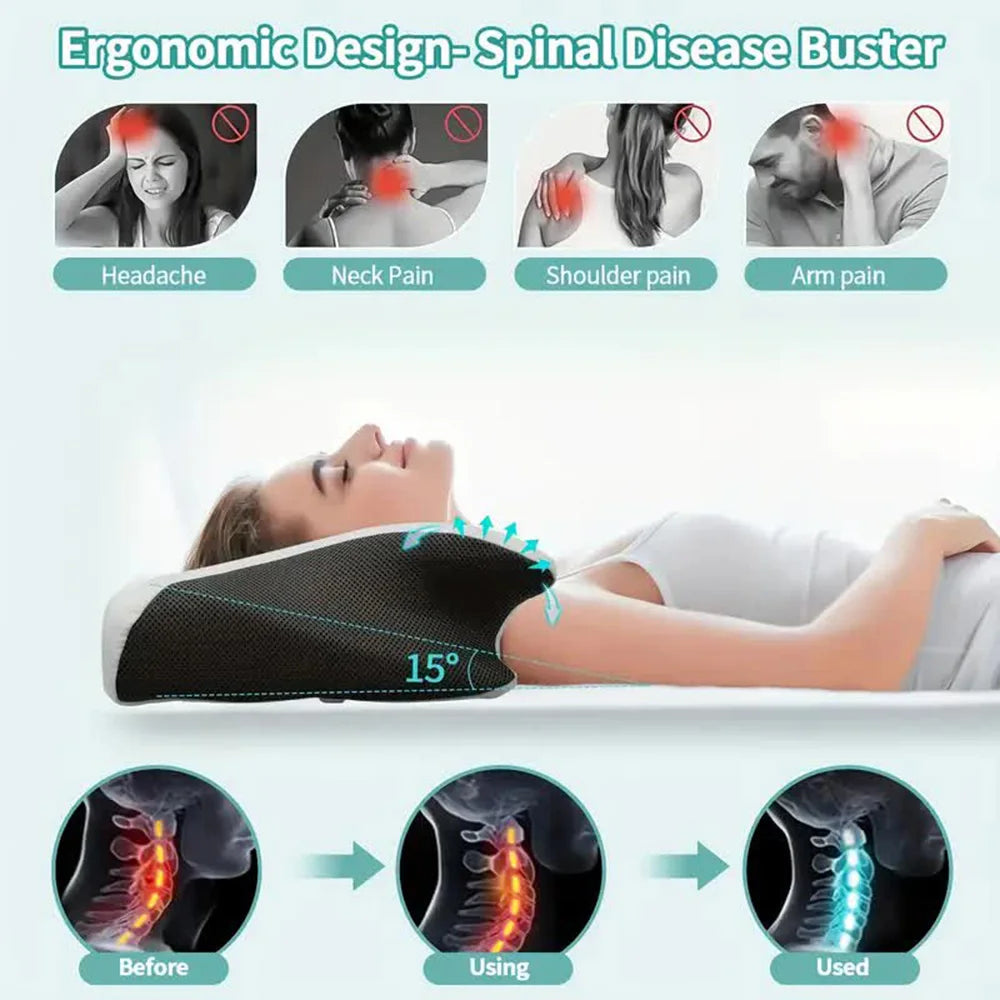 Oreiller Cervical Ergonomique en Mousse à Mémoire pour Soutien Orthopédique Optimal - Confort et Relaxation