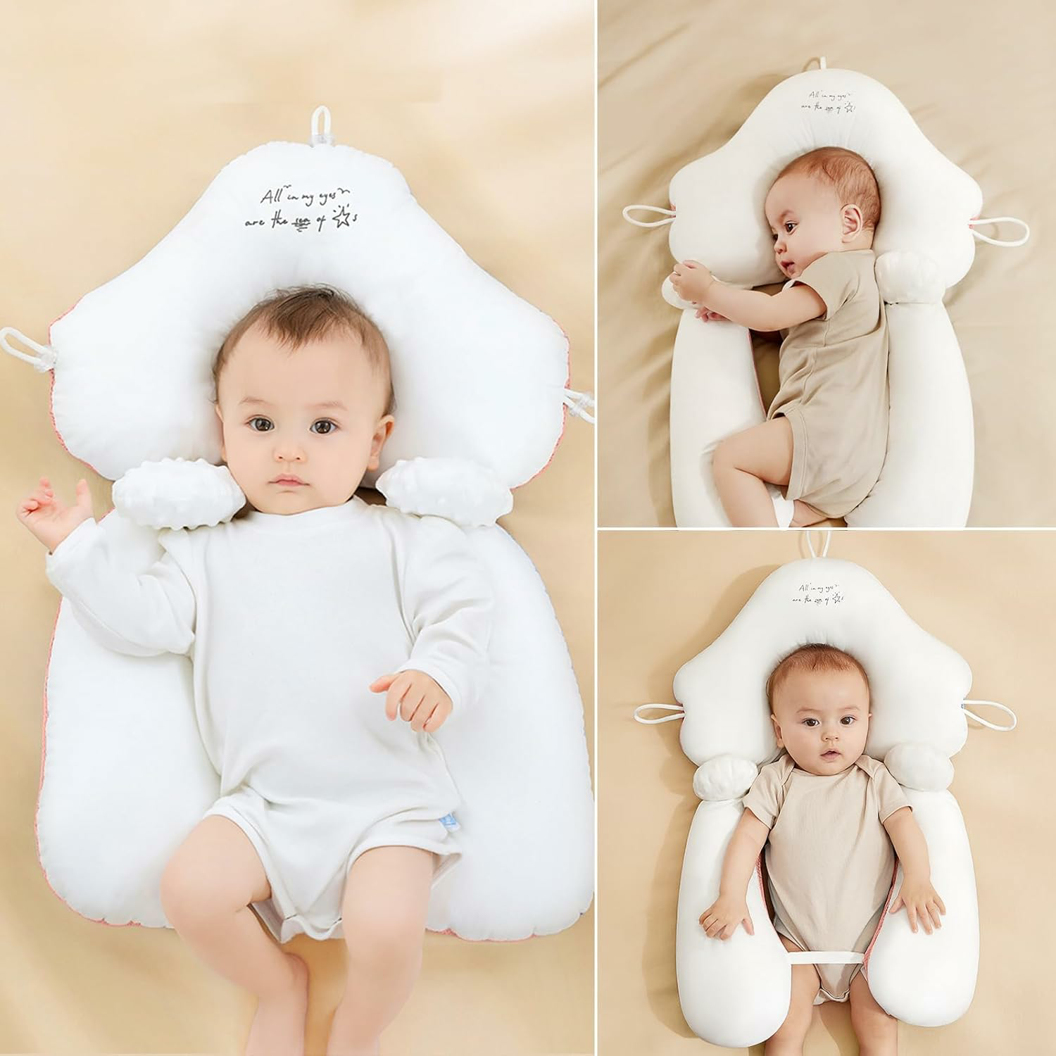 Oreiller U en Coton Bio pour Bébé – Soutien Ajustable et Confort Optimal, Hypoallergénique et Léger