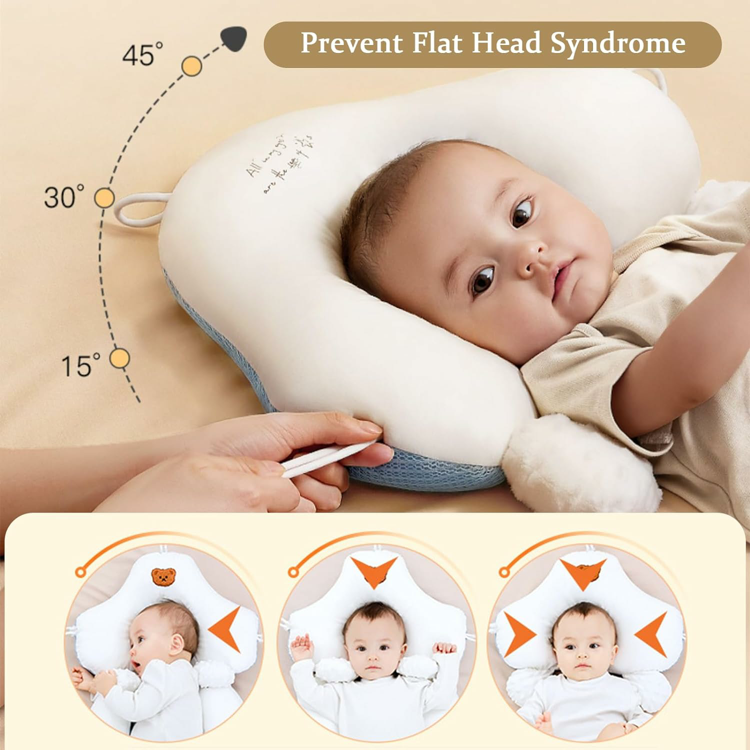 Oreiller U en Coton Bio pour Bébé – Soutien Ajustable et Confort Optimal, Hypoallergénique et Léger