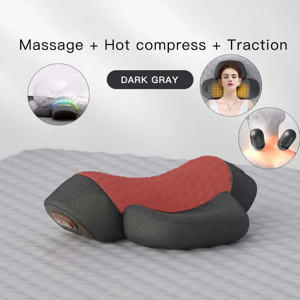 Coussin de massage ergonomique avec chauffage et vibration – Support en mousse à mémoire de forme pour la relaxation et le sommeil