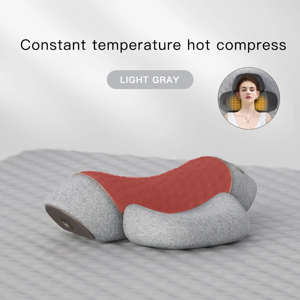 Coussin de massage ergonomique avec chauffage et vibration – Support en mousse à mémoire de forme pour la relaxation et le sommeil