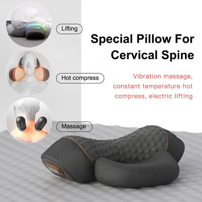 Coussin de massage ergonomique avec chauffage et vibration – Support en mousse à mémoire de forme pour la relaxation et le sommeil