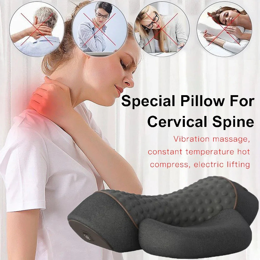 Coussin de massage ergonomique avec chauffage et vibration – Support en mousse à mémoire de forme pour la relaxation et le sommeil