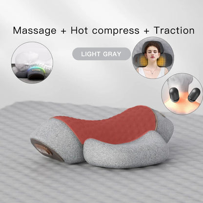 Coussin de massage ergonomique avec chauffage et vibration – Support en mousse à mémoire de forme pour la relaxation et le sommeil