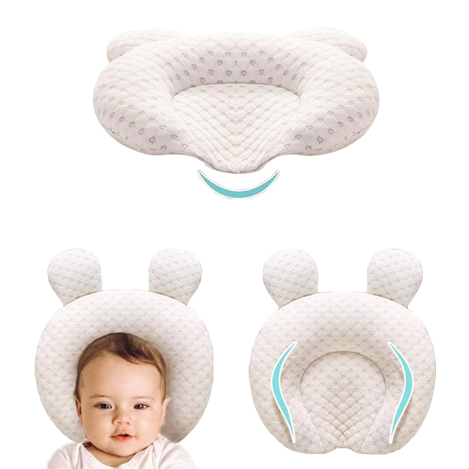 Oreiller en Latex Naturel pour Bébé – Prévention de la Plagiocéphalie, Soutien Optimal et Hypoallergénique, Lavable en Machine