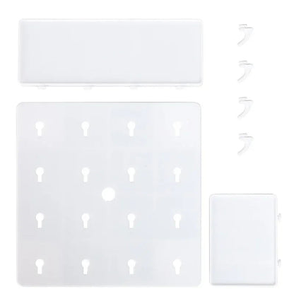 Wall Shelf Organizer Without Drilling Made of Durable Plastic for Kitchen and Bedroom – Easy Installation with Adhesive Strips