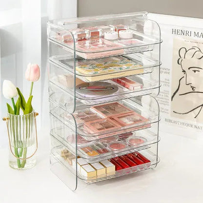 Organisateur de maquillage transparent à 3 couches – Boîte de rangement PET durable et multifonctionnelle pour cosmétiques et bijoux